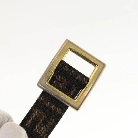 FENDI Zucca Canvas Belt Leather Canvas 2 Set Brown Dark Brown Auth bs25284 - Picture 12 of 13